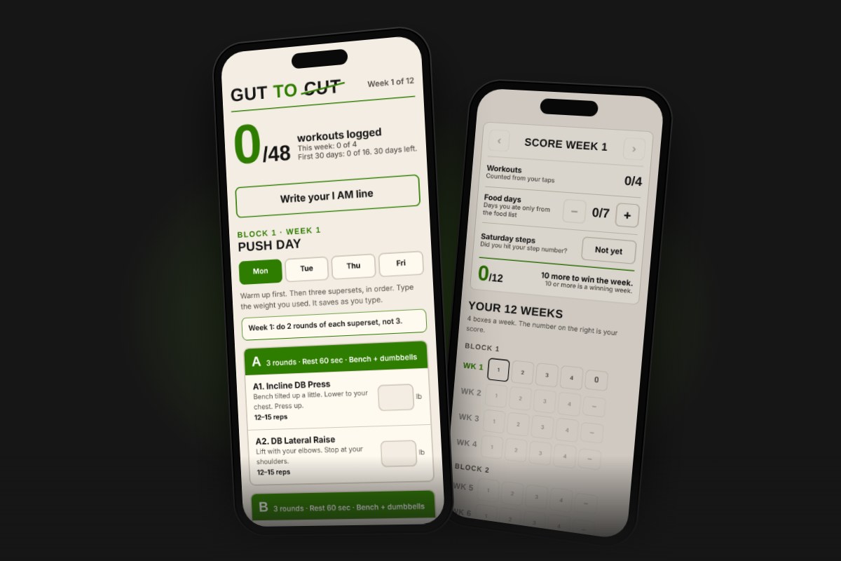 The Gut to Cut app on a phone